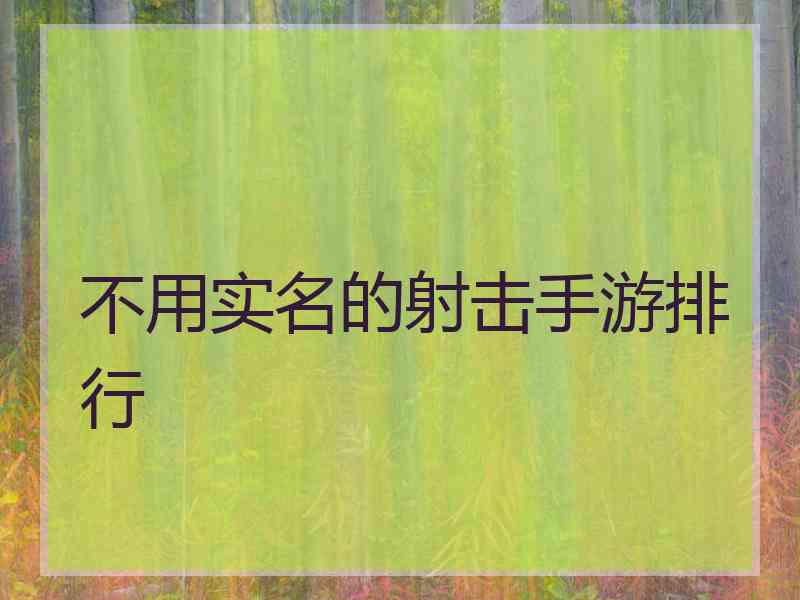 不用实名的射击手游排行