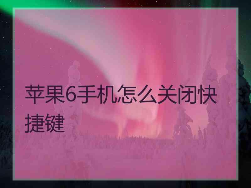 苹果6手机怎么关闭快捷键